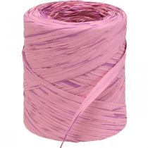Raffia flerfarget gavebånd rosa-rosa, blomsterhandlerutstyr, dekorativt bånd L200m