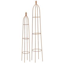 gjenstander Trellis Metal Rust Look Obelisk 69/86cm Sett med 2