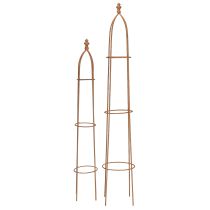 gjenstander Metall espalier obelisk i rustutseende 69/86 cm sett med 2 stk.