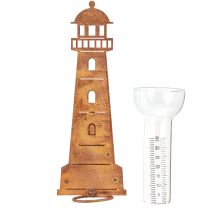 gjenstander Regnmåler fyr rustlook – Dekorativ regnmåler for hage og gjerde 41 cm rust