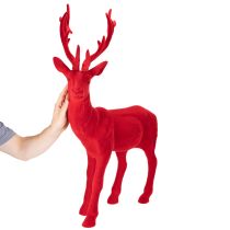 gjenstander Dekorativ figur av en stående hjort, stor, flokket juledekorasjon, 85 cm