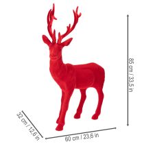 gjenstander Dekorativ figur av en stående hjort, stor, flokket juledekorasjon, 85 cm