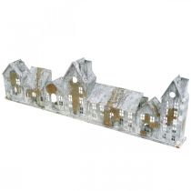 gjenstander Lysende hus, vindusdekorasjoner, sølvfargede lyshus, metalllykt med antikt utseende, L67,5 cm H20 cm
