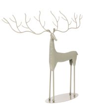 gjenstander Dekorativ hjorteskulptur med store gevir, moderne metallutseende, 48 cm