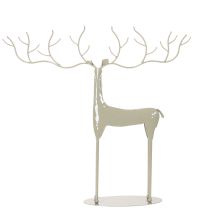 gjenstander Dekorativ hjorteskulptur med store gevir, moderne metallutseende, 48 cm