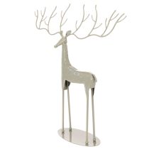 gjenstander Dekorativ hjorteskulptur med store gevir, moderne metallutseende, 48 cm