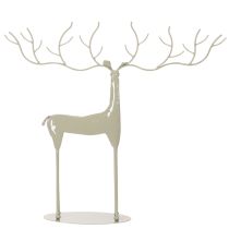 gjenstander Dekorativ hjorteskulptur med store gevir, moderne metallutseende, 48 cm