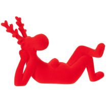 gjenstander Dekorativ rød reinsdyrfigur, liggende, moderne design, 24 cm, 2 stk.