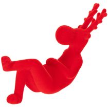gjenstander Dekorativ rød reinsdyrfigur, liggende, moderne design, 24 cm, 2 stk.