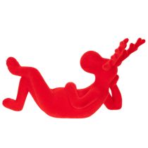 gjenstander Dekorativ rød reinsdyrfigur, liggende, moderne design, 24 cm, 2 stk.