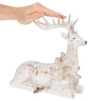 gjenstander Dekorativ figur av en sittende hjort med gevir, 30 cm