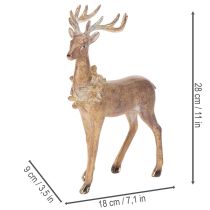 gjenstander Dekorativ figur av en hjort med gevir, til stående, julepynt, 28 cm