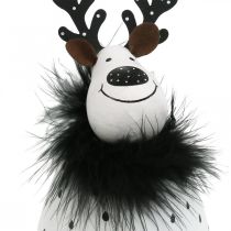 gjenstander Dekorativ reinsdyr, juledekorasjon, dekorativ figur laget av metall, adventshvit, sort H15,5cm Ø8cm
