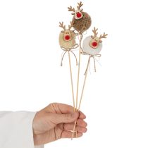 gjenstander Dekorative reinsdyrfigurer med pomponger og juleklyper 24 cm 12 stk