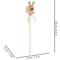 gjenstander Dekorative reinsdyrfigurer med pomponger og juleklyper 24 cm 12 stk