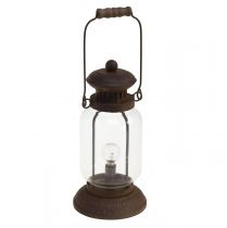 gjenstander Retro lampe LED lanterne rustbrun varm hvit Ø11cm H30cm