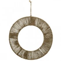 Dekorativ ring for oppheng, veggdekorasjon, sommerdekorasjon, ringdekket naturlig farge, sølv Ø39,5cm
