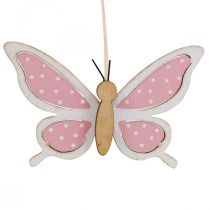Rosa sommerfugl deco pinner tre 7,5cm 28cm 12stk
