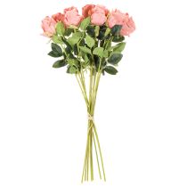 gjenstander Kunstige roseblomster i en bukett, lang stilk 62 cm, 12 stk.