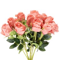gjenstander Kunstige roseblomster i en bukett, lang stilk 62 cm, 12 stk.