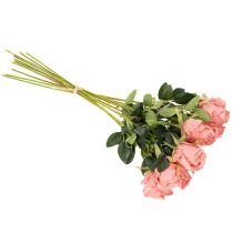 gjenstander Kunstige roseblomster i en bukett, lang stilk 62 cm, 12 stk.