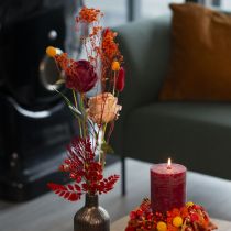 gjenstander Kunstig rose med lang stilk, rød kunstig blomst, 62 cm, 12 stk.