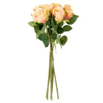 gjenstander Kunstig rosebukett med realistisk utseende, langvarig, til bryllupsdekorasjon, 44 cm, 6 stk.