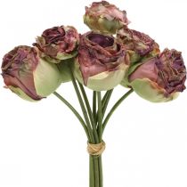 Roser antikkrosa, silkeblomster, kunstige blomster L23cm 8stk
