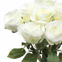 gjenstander Dekorative rosesilkeblomster i en bunt krem 36cm 8 stk
