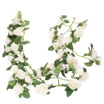 gjenstander Kunstig rosegirlander med hvite blomster til dekorasjon, 170 cm