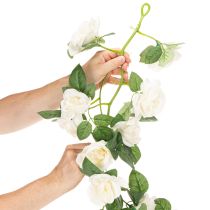 gjenstander Kunstig rosegirlander med hvite blomster til dekorasjon, 170 cm