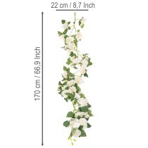 gjenstander Kunstig rosegirlander med hvite blomster til dekorasjon, 170 cm