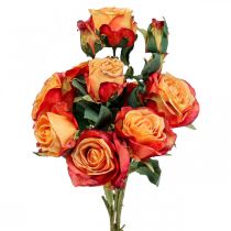 Bukett roser kunstige roser silke blomster oransje 53cm haug