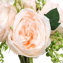 Kunstig rosebukett, silkeblomstbukett, roser i haug, kunstig rosebukett Rosa L28cm