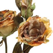 gjenstander Dekorative roser bukett kunstige blomster rose bukett gul 45cm 3 stk