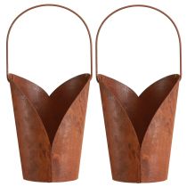 gjenstander Rust dekorativt hjerte med metallhåndtak for oppheng 12×15,5cm 2stk