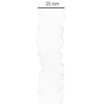 gjenstander Hvitt, rysset organzabånd, dekorativt bånd, 25 mm bredt, 10 m langt