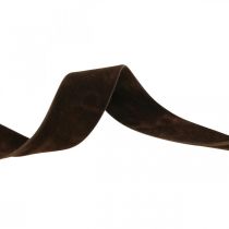 Dekorativt bånd brunt, dobbeltsidig fløyelsbånd, pyntebånd B25mm L7m