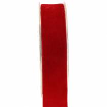 Fløyelsbånd rødt 25mm 7m