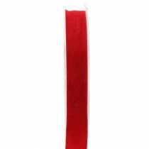 Fløyelsbånd rød 15mm 7m