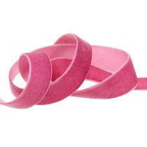 gjenstander Fløyelsbånd rosa 20mm 10m