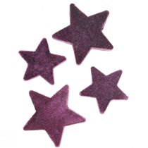 gjenstander Scatter dekorasjon stjerner flokket fløyelsstjerner lilla bær 4/5cm 40stk