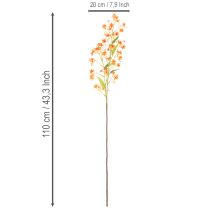 gjenstander Kunstig blomst orkidegren oransje filigran romdekorasjon 110 cm 3 stk
