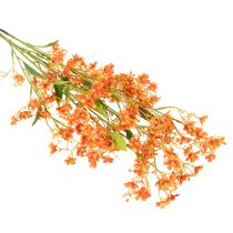 gjenstander Kunstig blomst orkidegren oransje filigran romdekorasjon 110 cm 3 stk