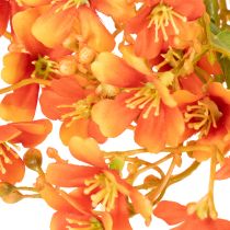 gjenstander Kunstig blomst orkidegren oransje filigran romdekorasjon 110 cm 3 stk