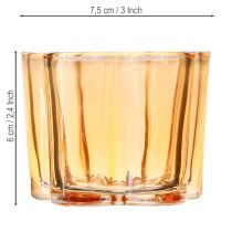 gjenstander Skålglass telysholder blomst oransje Ø7,5cm H6cm 6stk