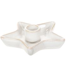 gjenstander Keramisk stjernelysestake, hvit, for spisslys, 12 cm, 2 stk.