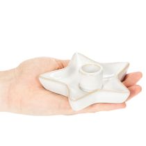 gjenstander Keramisk stjernelysestake, hvit, for spisslys, 12 cm, 2 stk.