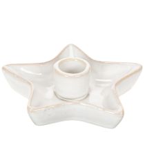 gjenstander Keramisk stjernelysestake, hvit, for spisslys, 12 cm, 2 stk.