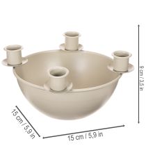 gjenstander Lysestake med 4 holdere, moderne adventskrans, beige, 15 cm